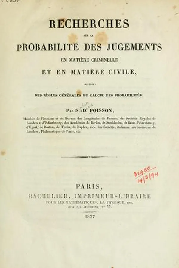 Capa de Recherches sur la probabilité des jugements en matière criminelle et en matière civile