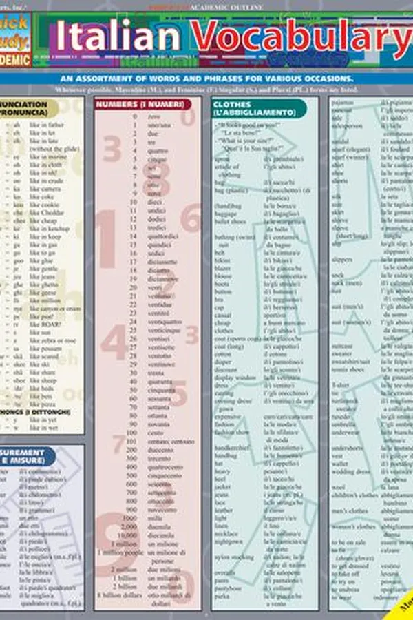Capa de QuickStudy - Italian Vocabulary
