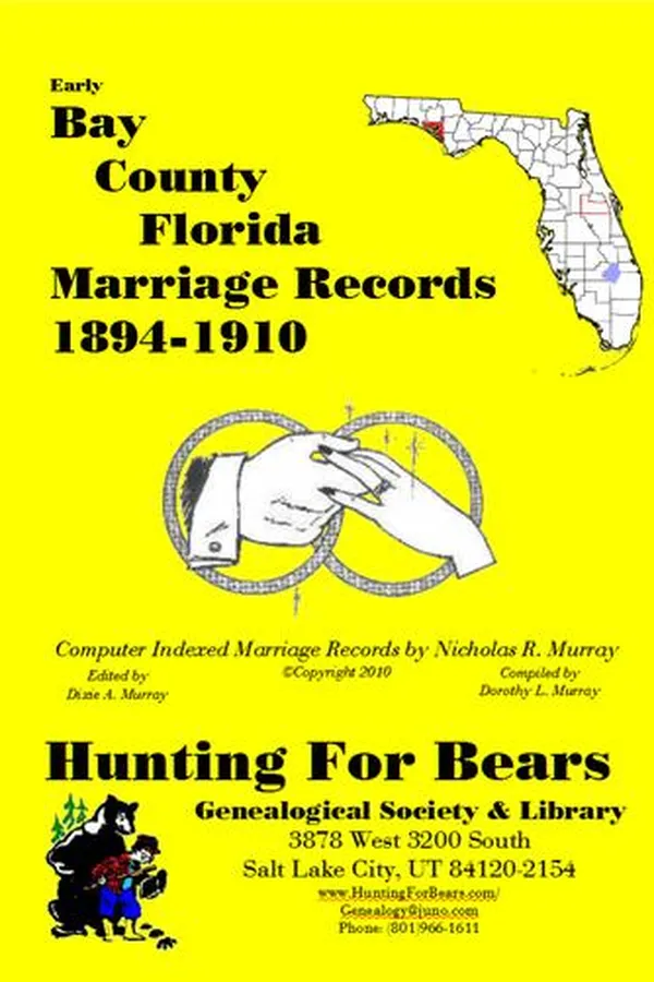 Capa de Early Bay County Florida Marriage Records 1894-1910