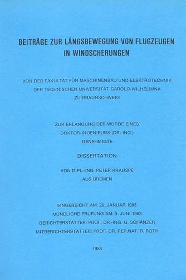 Capa de Beiträge zur Längsbewegung von Flugzeugen in Windscherungen