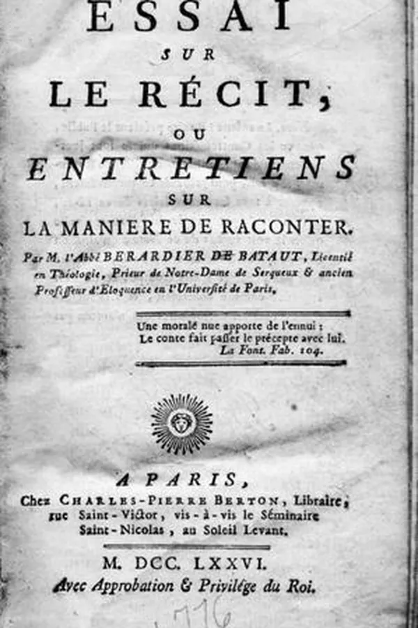 Capa de Essai sur le récit, ou, Entretiens sur la manière de raconter