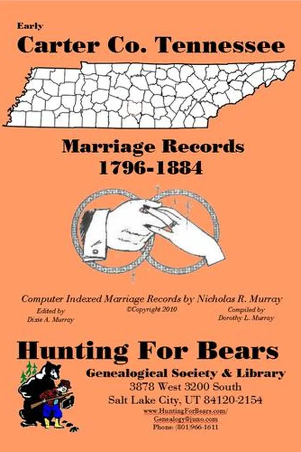 Capa de Early Carter Co. Tennessee Marriage Records 1796-1884