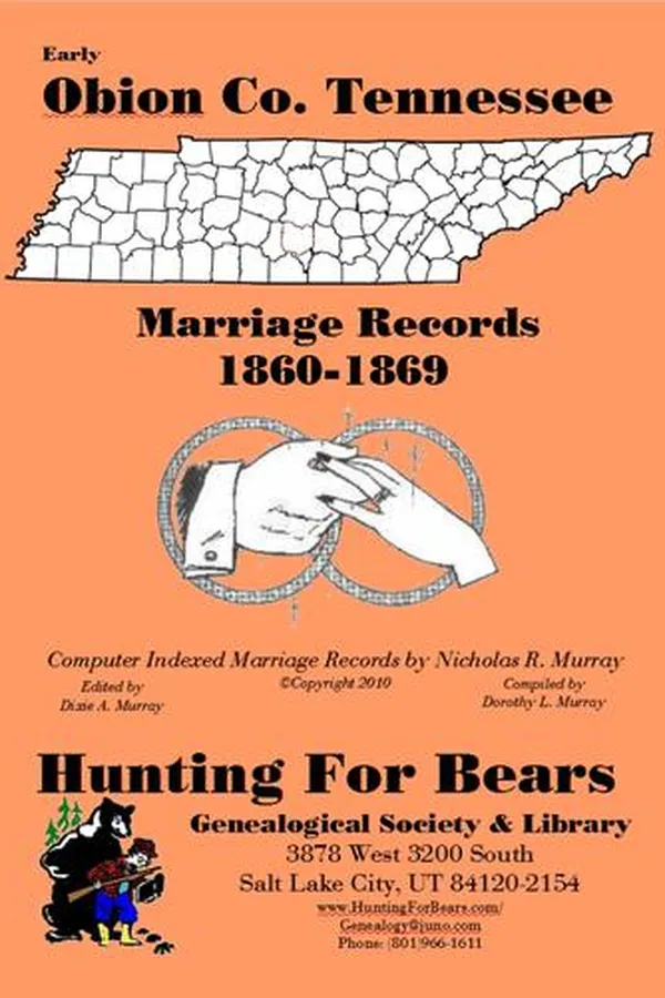Capa de Early Obion Co. Tennessee Marriage Records 1860-1869