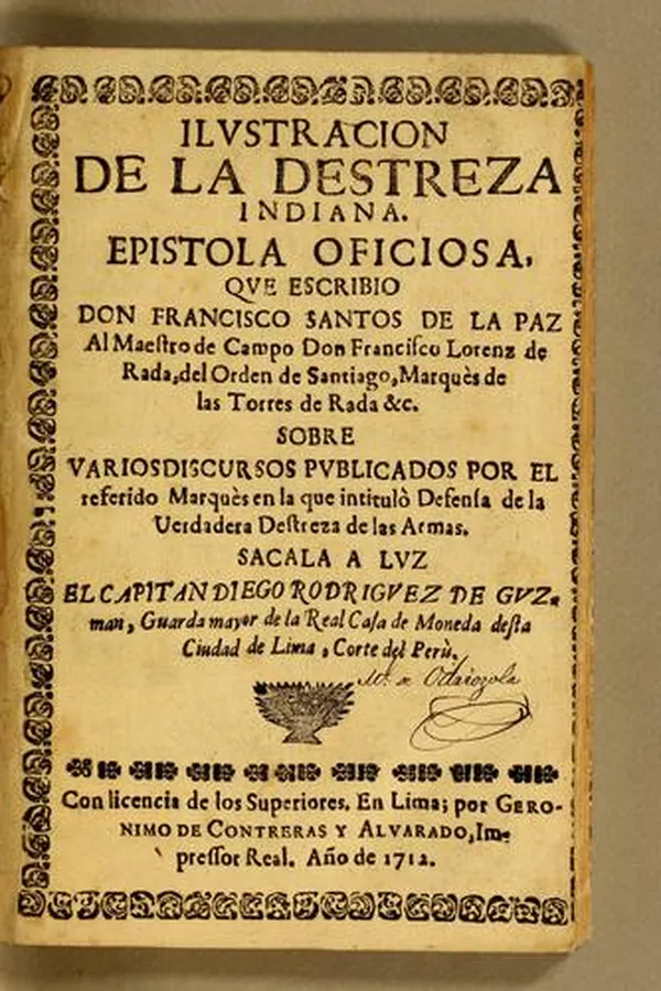 Capa de Ilustracion de la destreza indiana. Epistola oficiosa