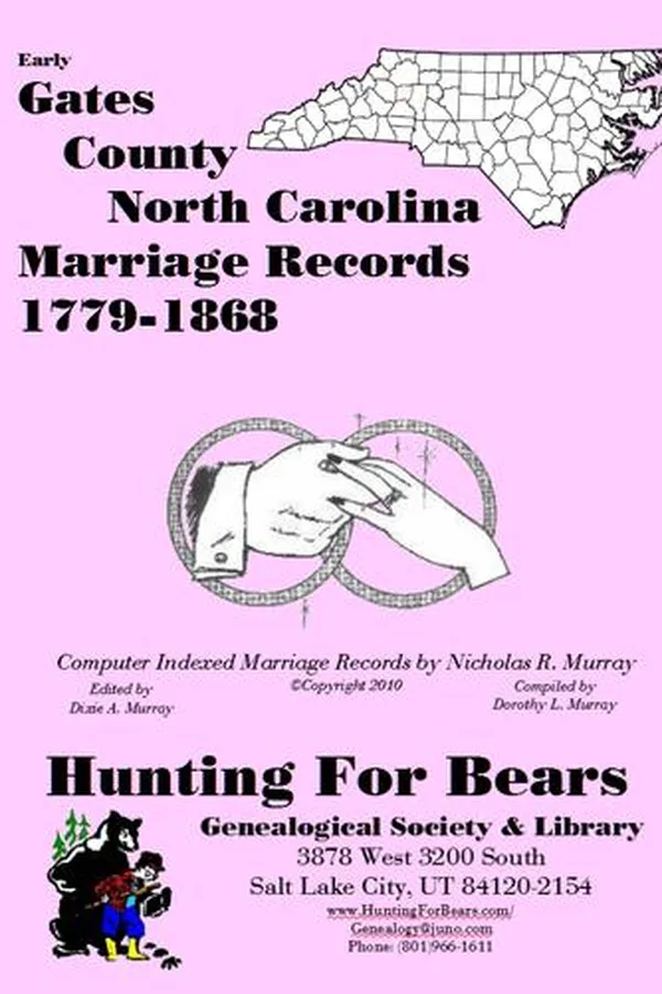 Capa de Early Gates County North Carolina Marriage Records 1779-1868