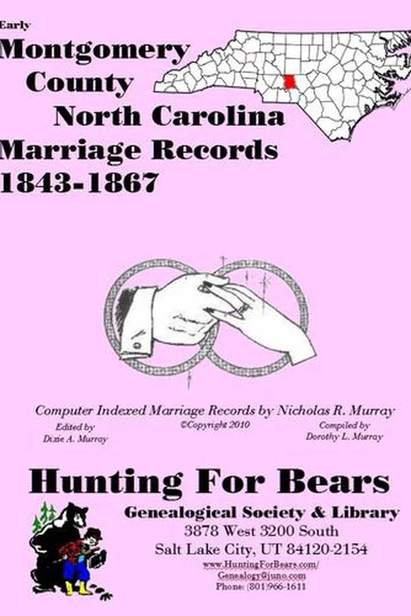 Capa de Early Montgomery County North Carolina Marriage Records 1843-1867
