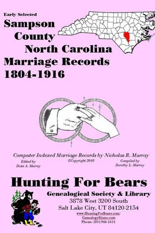 Capa de Early Sampson County North Carolina Marriage Records 1804-1916