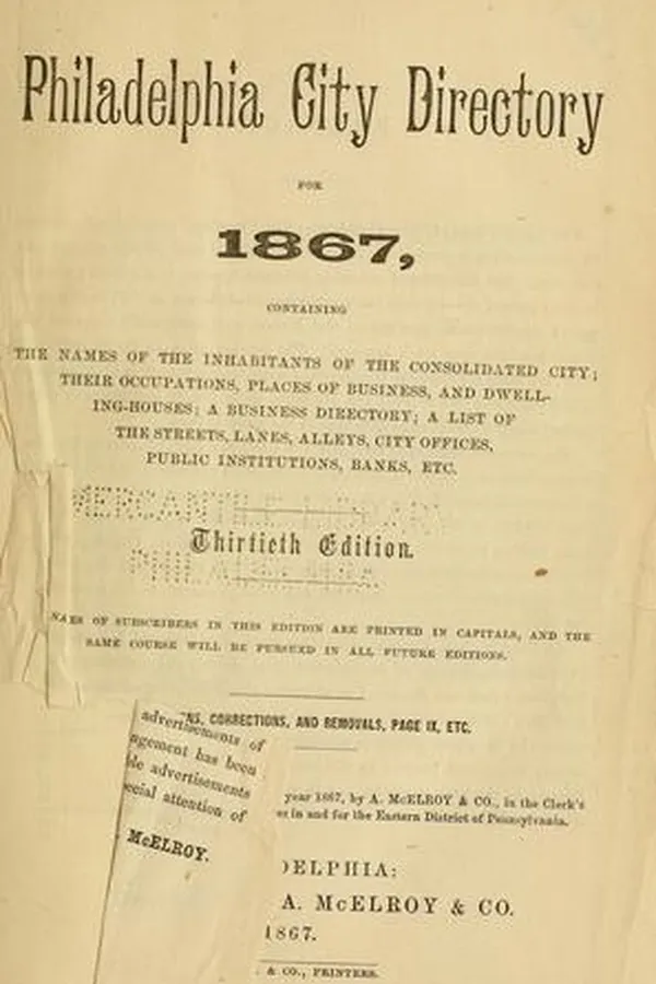 Capa de McElroy's Philadelphia city directory