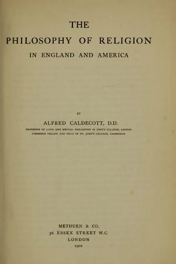 Capa de The philosophy of religion in England and America