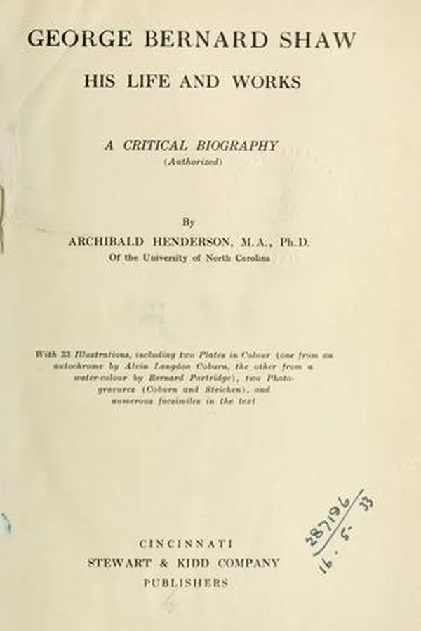 Capa de George Bernard Shaw, his life and works
