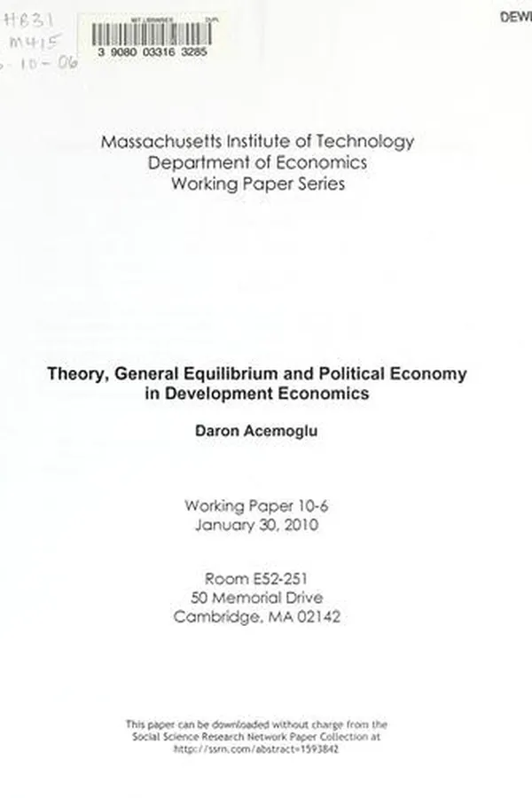 Capa de Theory, general equilibrium and political economy in development economics
