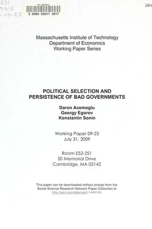 Capa de Political selection and persistence of bad governments