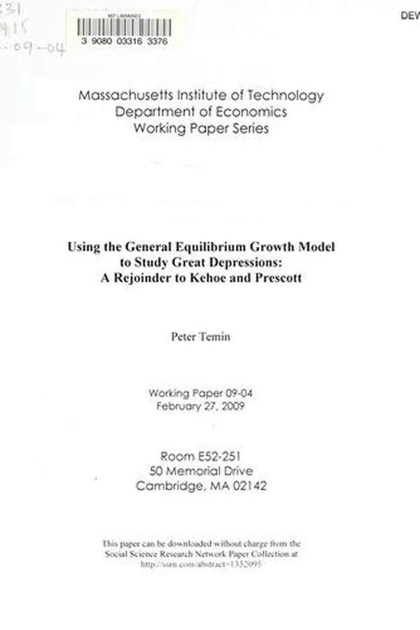 Capa de Using the general equilibrium growth model to study great depressions