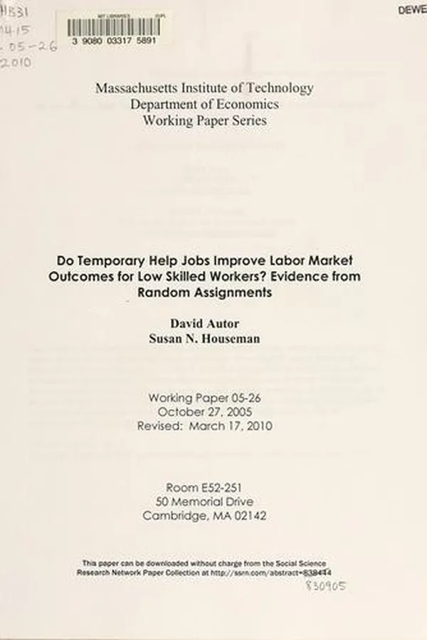 Capa de Do temporary help jobs improve labor market outcomes for low-skilled workers?