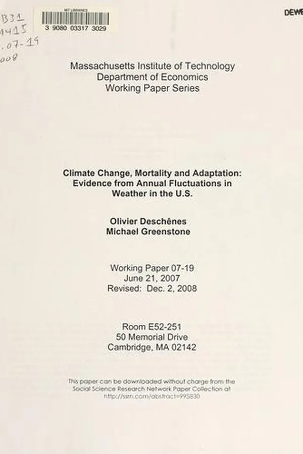 Cover of Climate change, mortality and adaptation
