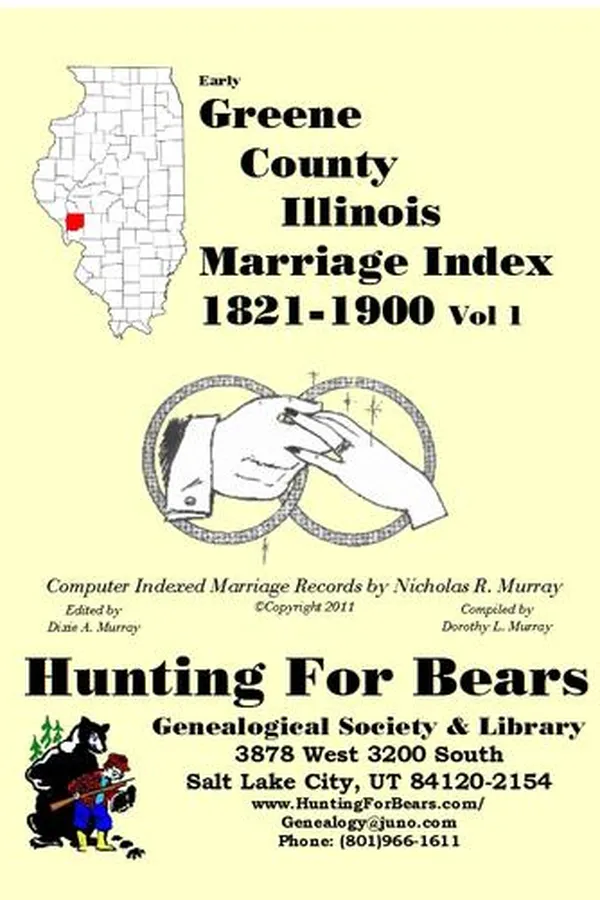 Capa de Early Greene County Illinois Marriage Records Vol 1 1821-1900