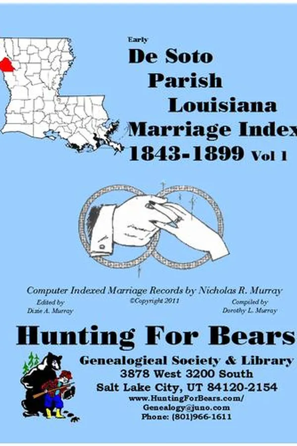 Capa de Early De Soto Parish Louisiana Marriage Index Vol 1 1843-1899