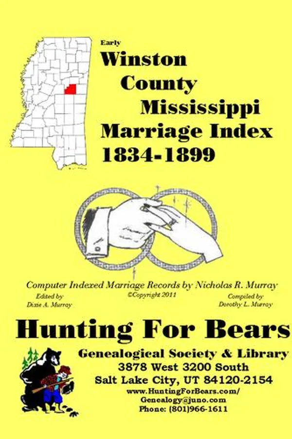 Capa de Winston County Mississippi Marriage Index 1834-1899