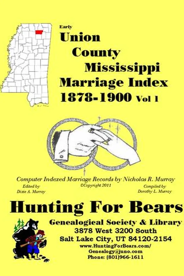 Capa de Early Union County Mississippi Marriage Records V1 1878-1900