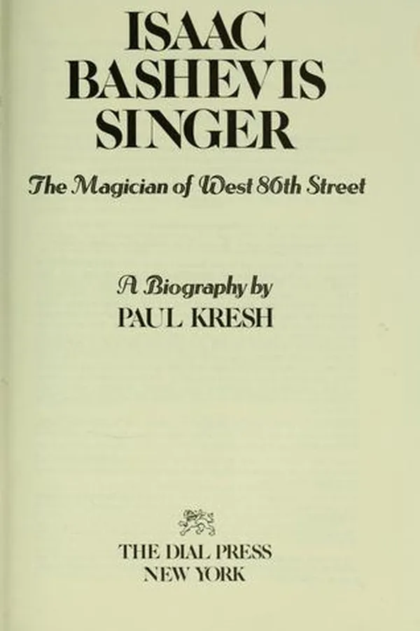 Capa de Isaac Bashevis Singer, the magician of West 86th Street