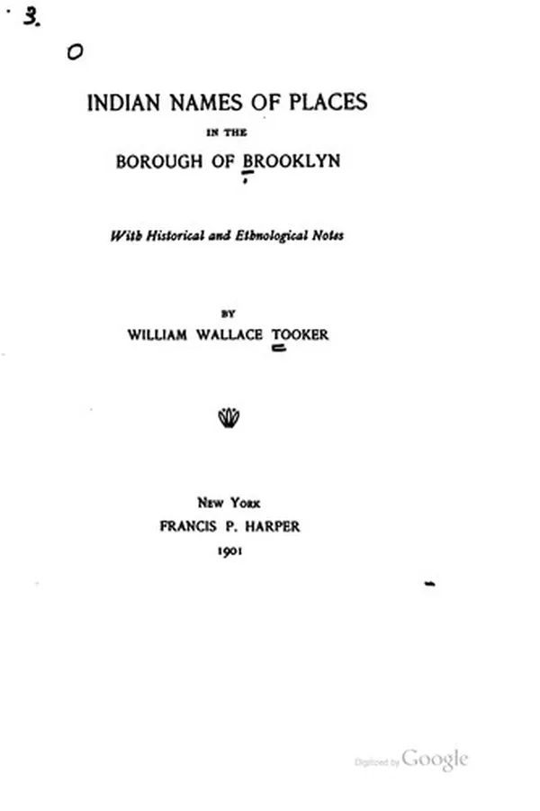 Capa de Indian names of places in the borough of Brooklyn