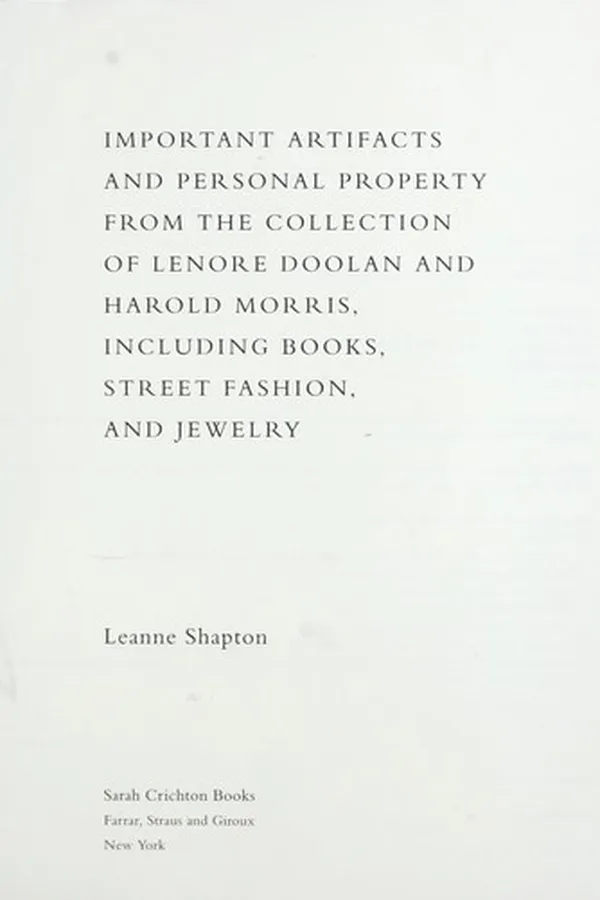 Capa de Important artifacts and personal property from the collection of Lenore Doolan and Harold Morris, including books, street fashion, and jewelry