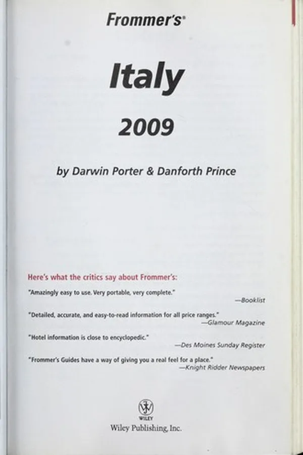 Cover of Frommer's Italy 2009