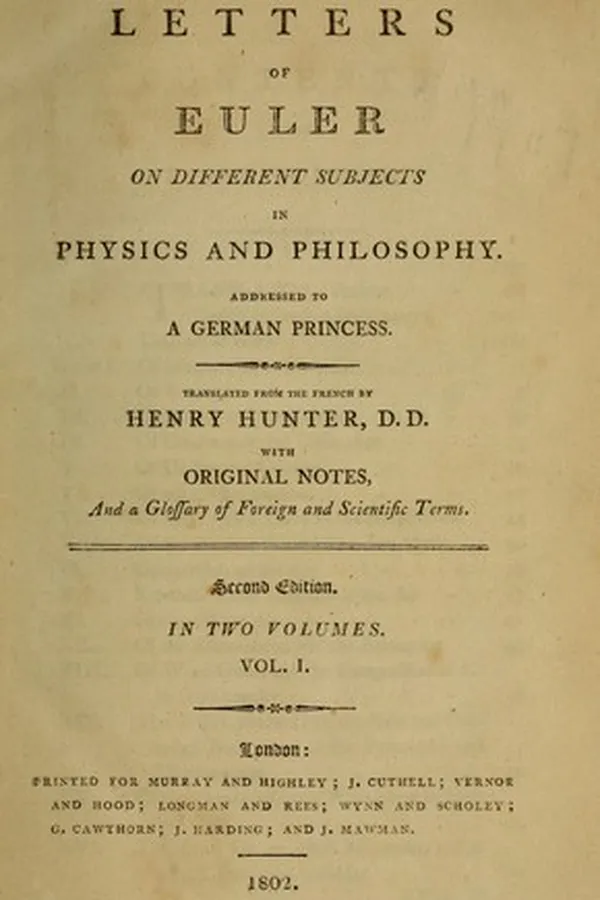Capa de Letters of Euler to a German princess, on different subjects in physics and philosophy