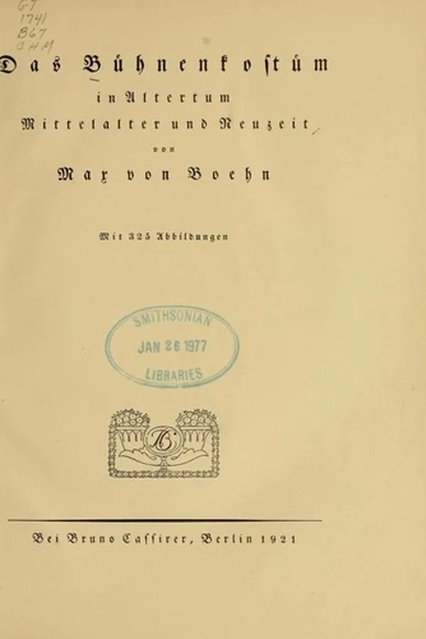 Capa de Das bühnenkostüm in altertum, mittelalter und neuzeit