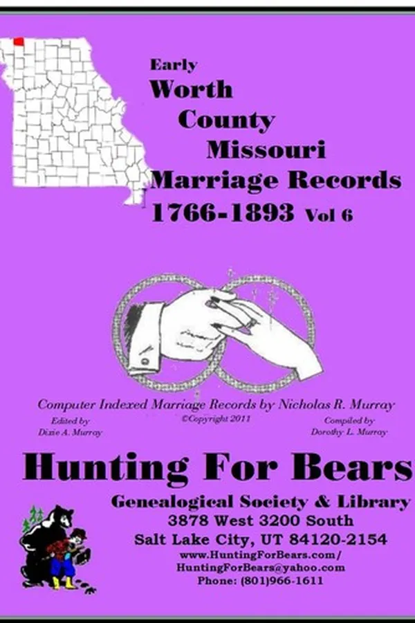 Capa de Worth County Missouri Marriage Index 1766-1893 Vol 6
