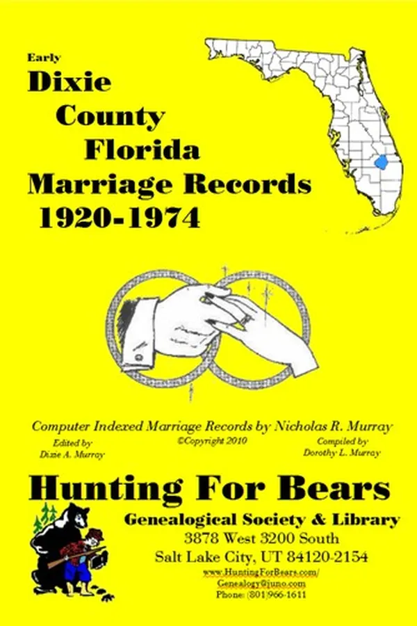 Capa de Dixie County Florida Marriage Marriage Records 1920-1974