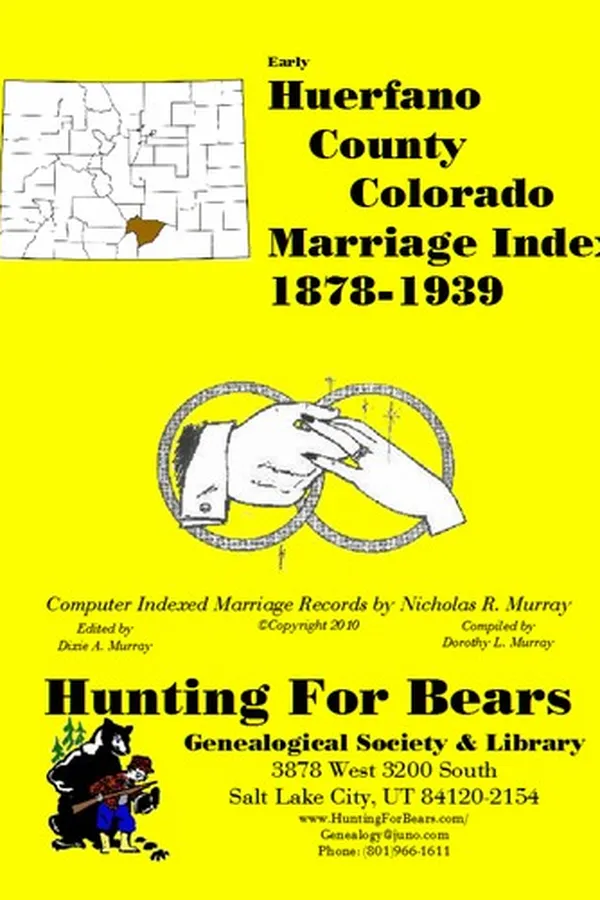 Capa de Huerfano County Colorado Marriage Index 1878-1939
