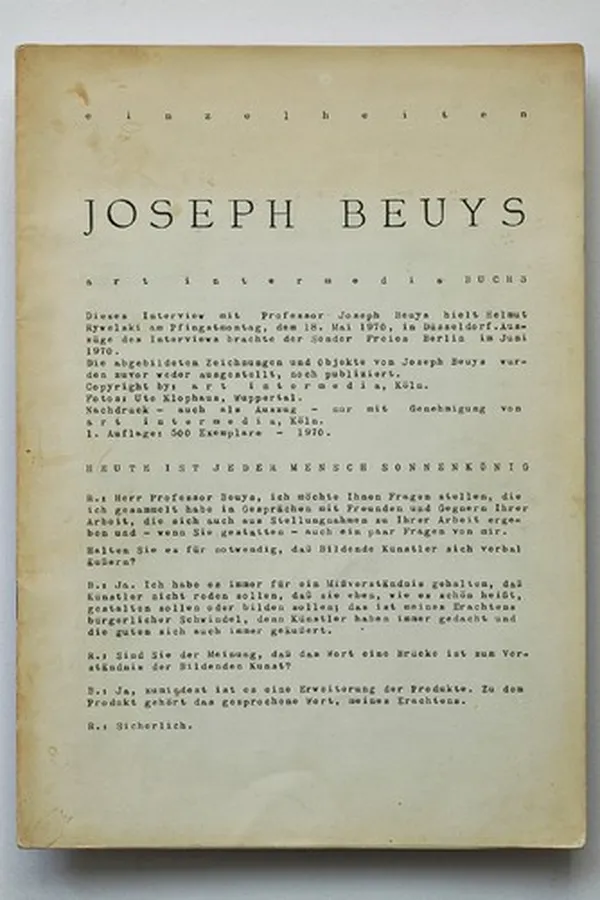 Capa de Einzelheiten - Joseph Beuys - Heute ist jeder Mensch Sonnenkönig