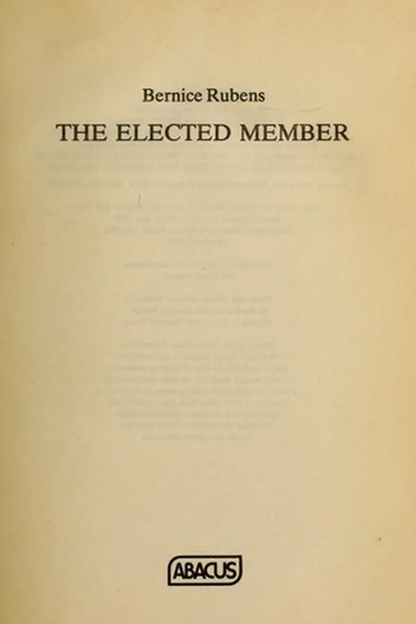 Capa de The elected member