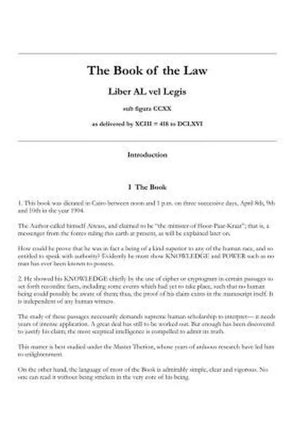 Capa de The Book Of The Law (Liber Al vel Legis)