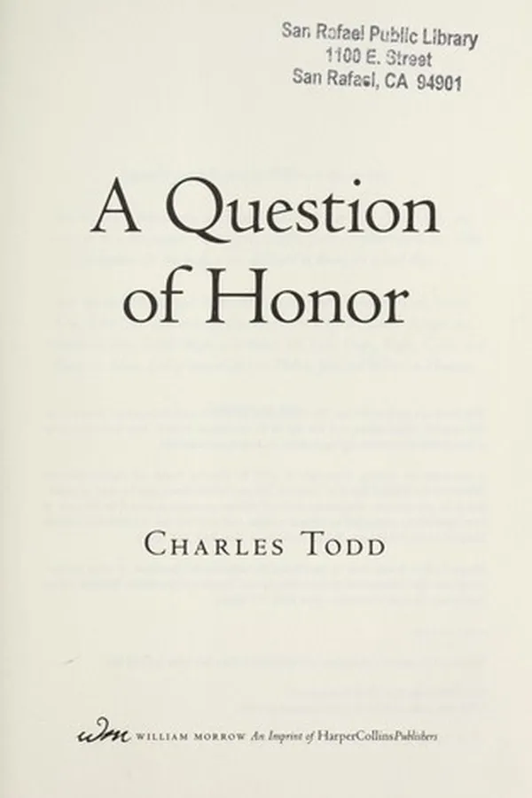 Capa de A question of honor