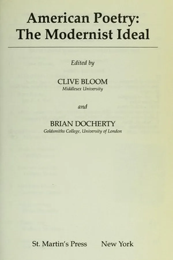 Capa de American poetry--the modernist ideal