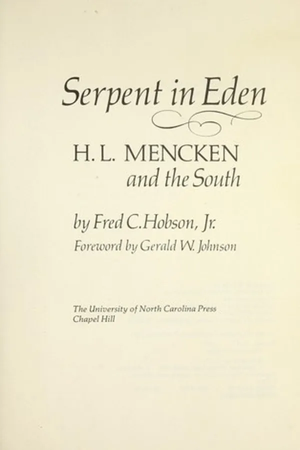 Capa de Serpent in Eden: H. L. Mencken and the South