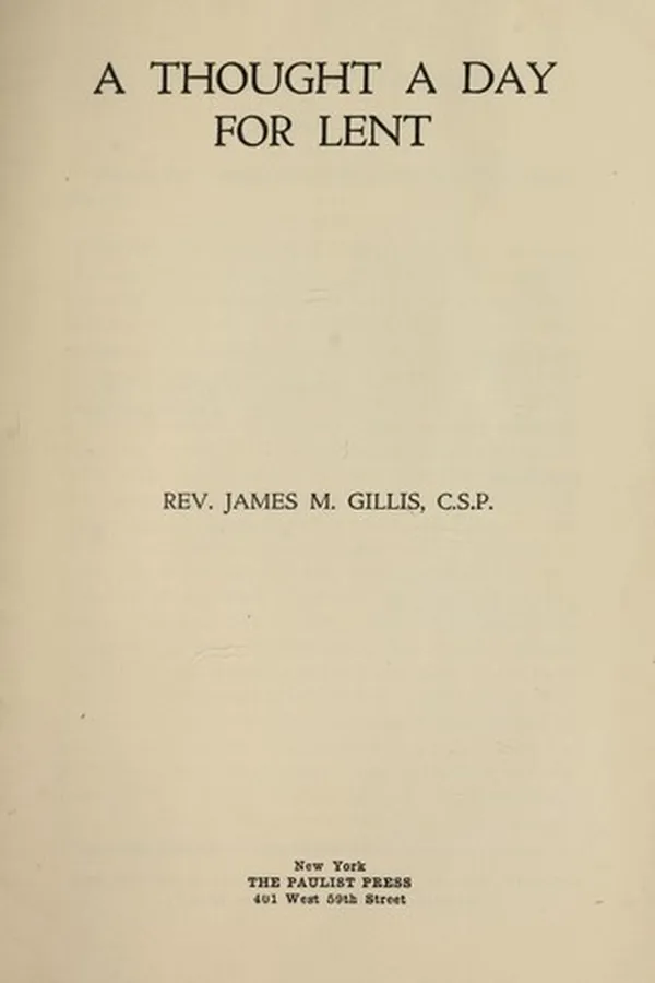 Cover of A Thought a Day for Lent