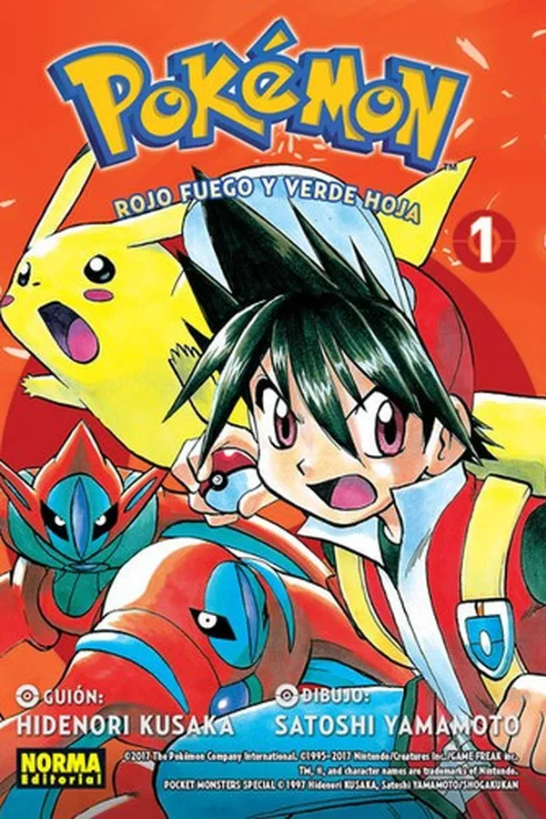 Capa de Pokémon. Rojo fuego y verde hoja. 1