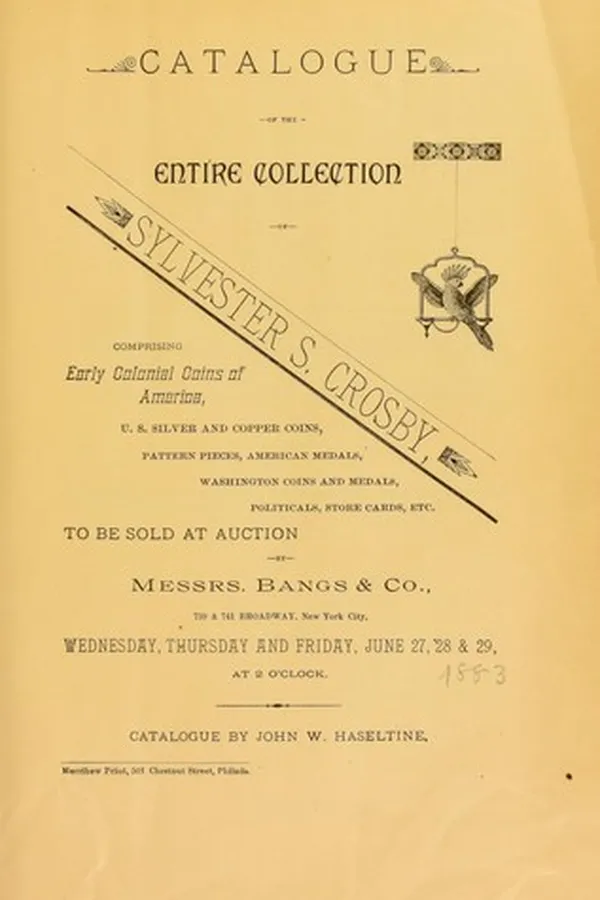 Capa de Catalogue of the entire collection of Sylvester S. Crosby