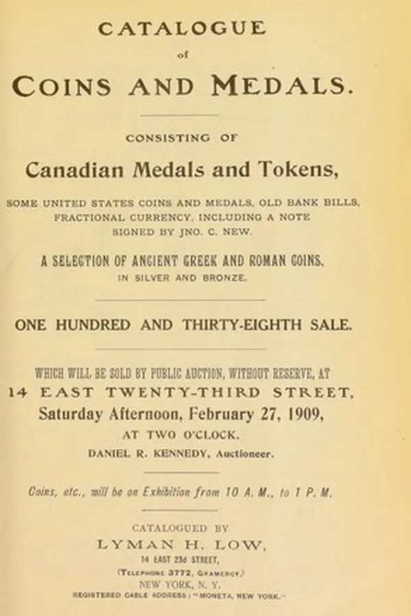 Capa de Catalogue of Coins and Medals