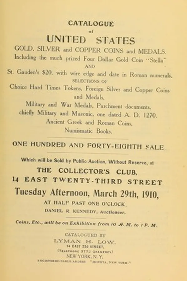 Capa de Catalogue of United States gold, silver and copper coins and medals