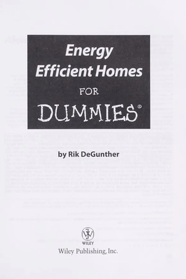 Capa de Energy efficient homes for dummies