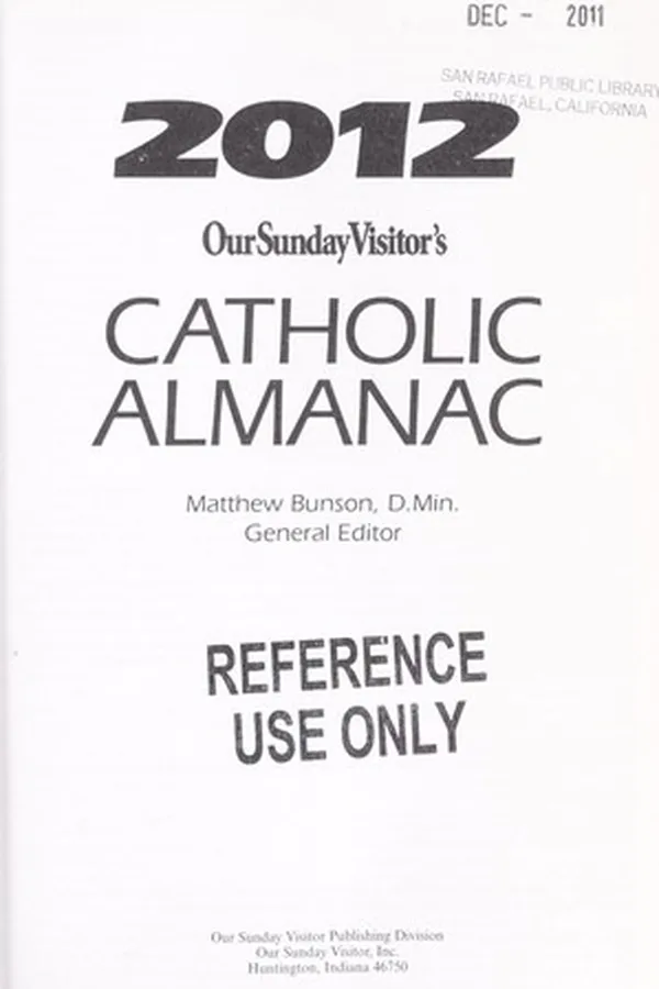 Capa de 2012 Our Sunday Visitor's Catholic almanac