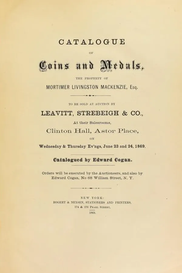 Capa de Catalogue of Coins and Medals