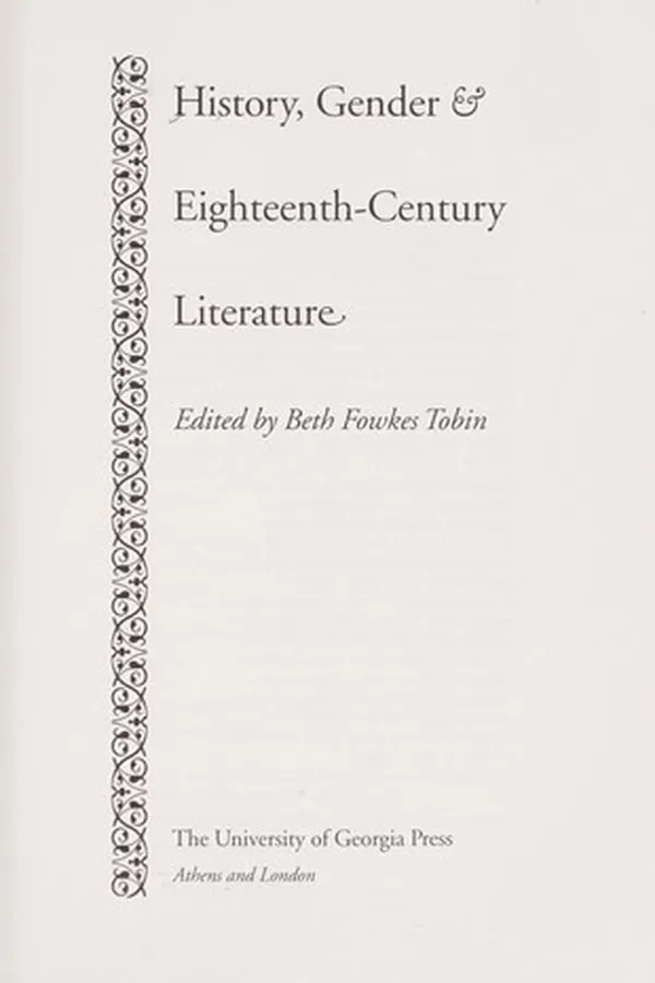 Capa de History, gender & eighteenth-century literature