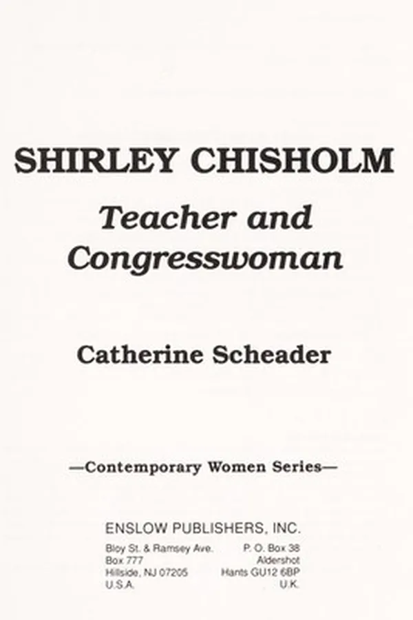 Capa de Shirley Chisholm, teacher and Congresswoman