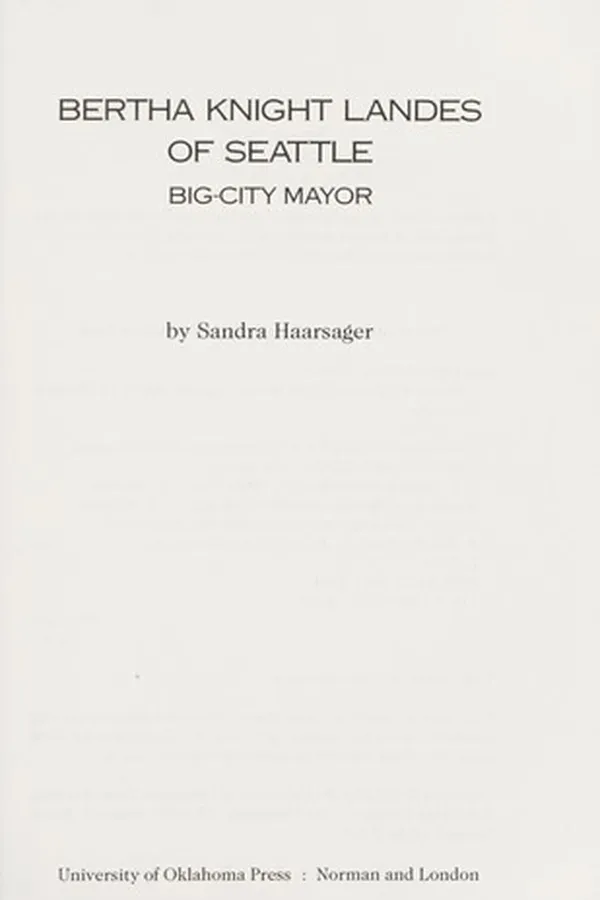 Capa de Bertha Knight Landes of Seattle, big-city mayor
