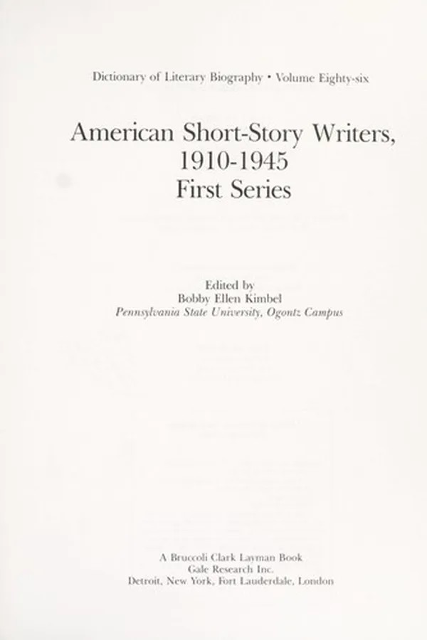 Capa de American short-story writers, 1910-1945